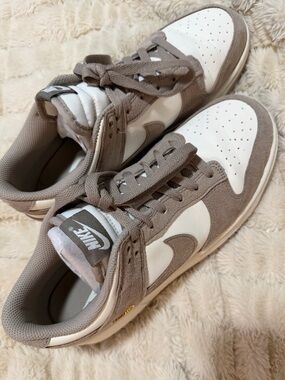 Nike Dunks Low-Top Sneakers in Taupe and White